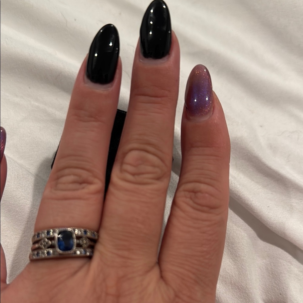 Sterling Silver Stackable Rings W/ Lab Created Sa… - image 2